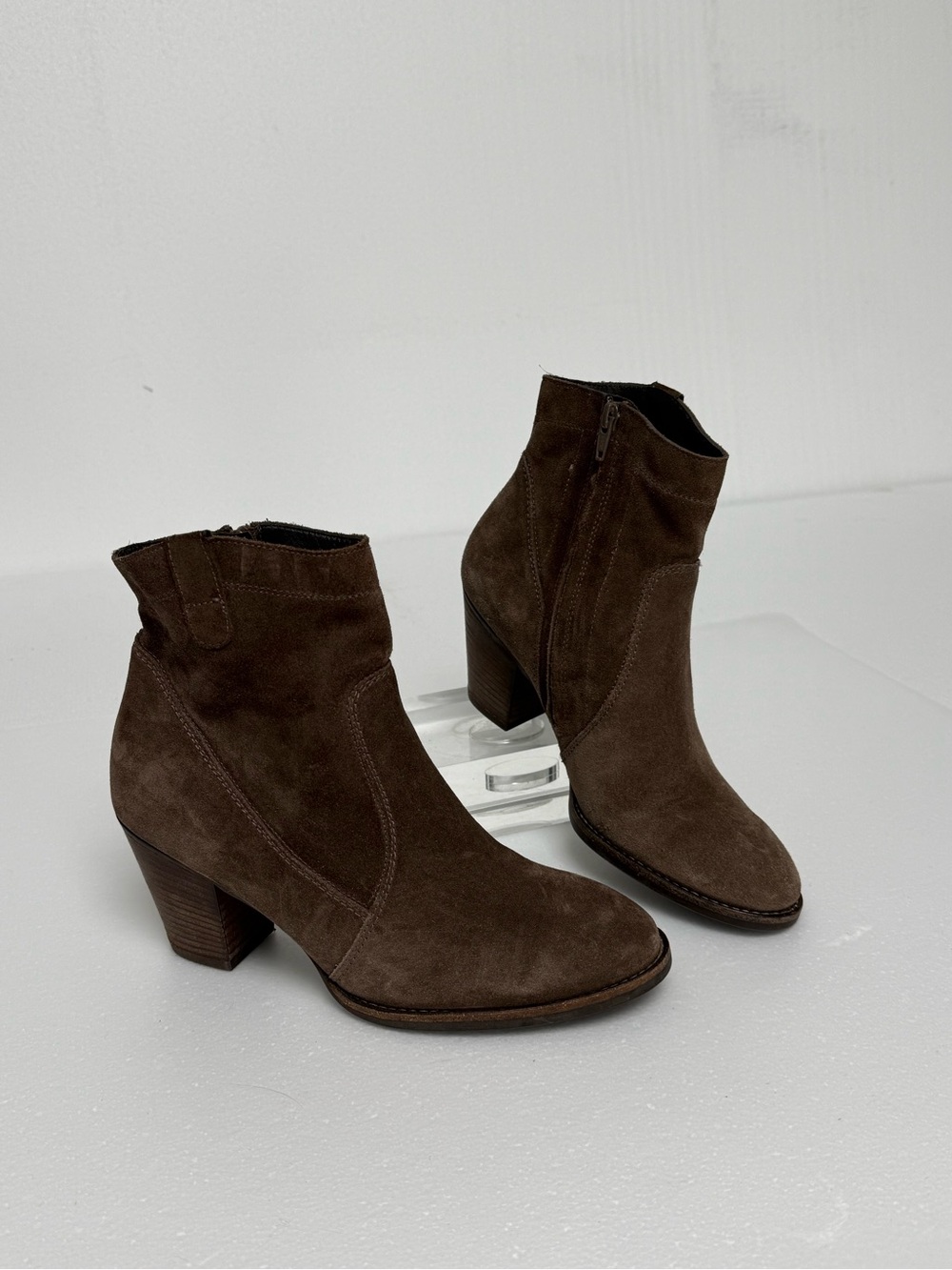 Paul Green Women’s Brown Suede Ankle Boots Sz 6 Austria Boho Western Block Heel